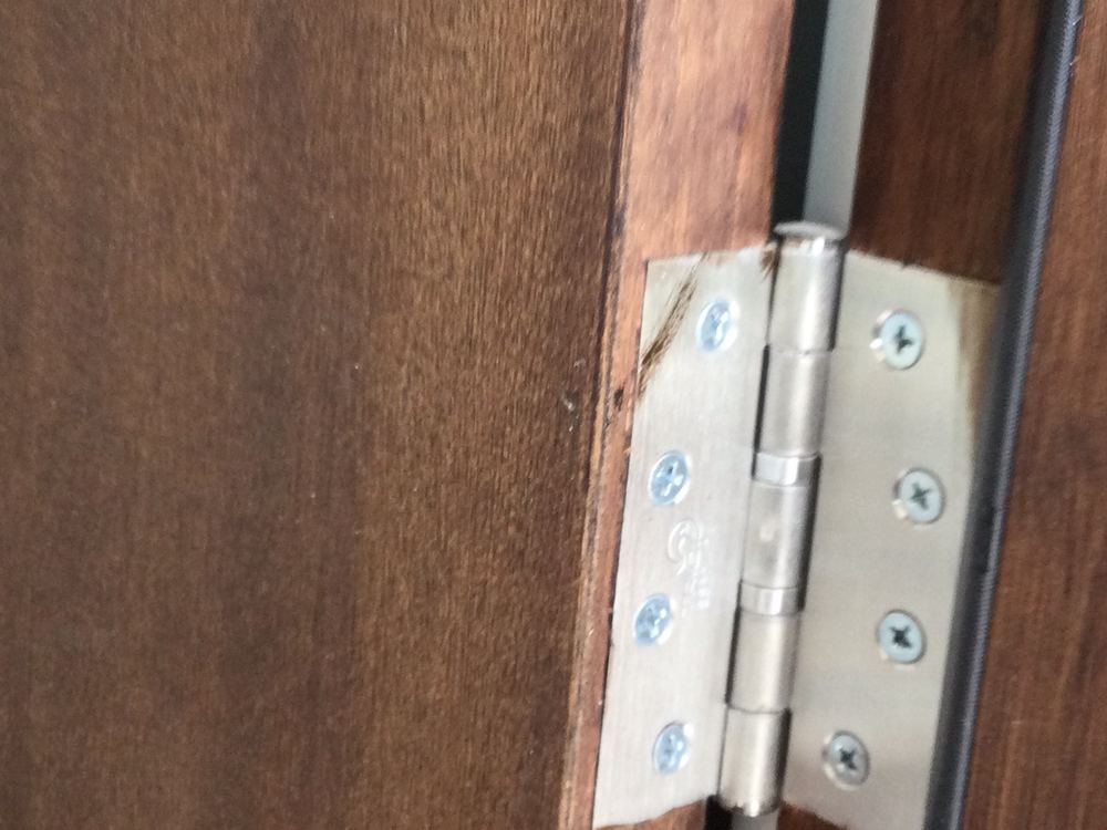 Stained and tarnished hinges needing rectification, Wollert